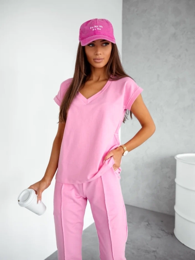 Royalfashion Женский хлопковый повседневный комплект с короткими рукавами