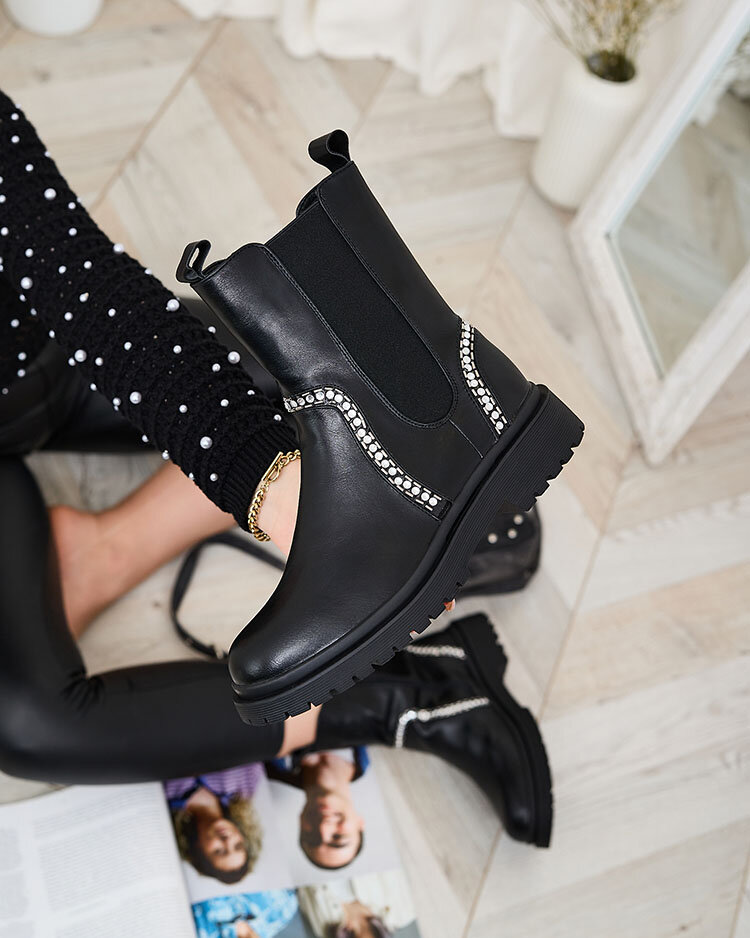 Royalfashion Juodi moteriški aukštakulniai su kristalais Seysiella