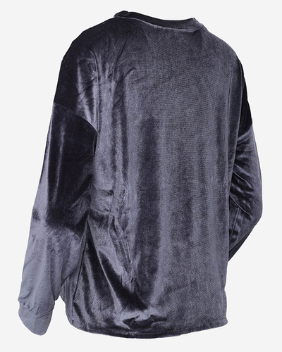 Moteriška tamsiai pilka veliūrinė palaidinė- Drabužiai