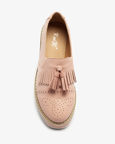 Rausvi moteriški pusbačiai žema pakulne "Veolita- Footwear"