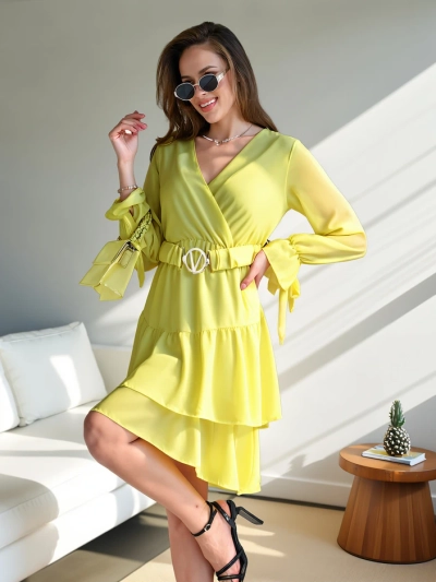 Мини-платье Royalfashion с рюшами и запахом