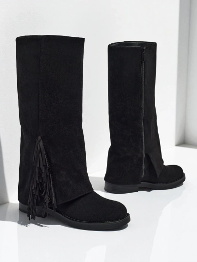 Moteriški eko zomšiniai ilgaauliai batai su aulu Ismara