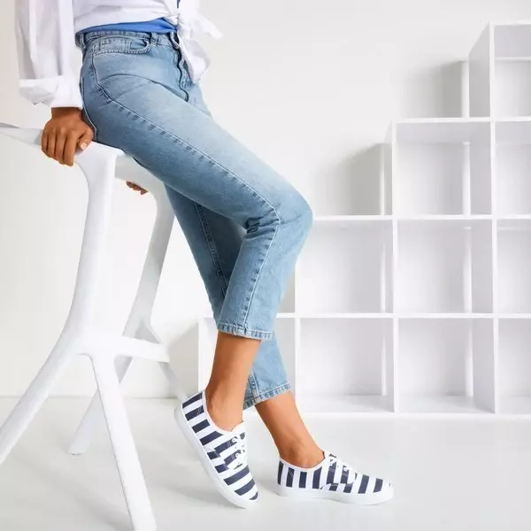 OUTLET Темно-синие женские кроссовки в полоску Seashell - Обувь