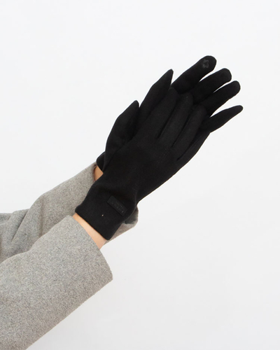 Royalfashion Juodos moteriškos medžiaginės pirštinės