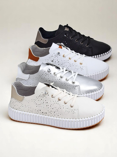 Royalfashion Women's Luna Lace Cutout Sneakers