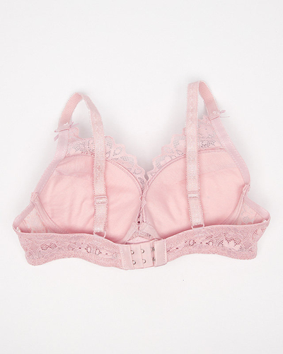 Moteriška rožinė push-up liemenėlė su nėriniais - Apatiniai rūbai