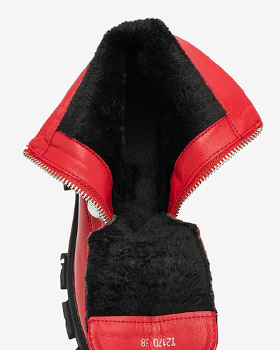 Royalfashion Raudoni lakuoti moteriški batai su perlais Asiciu