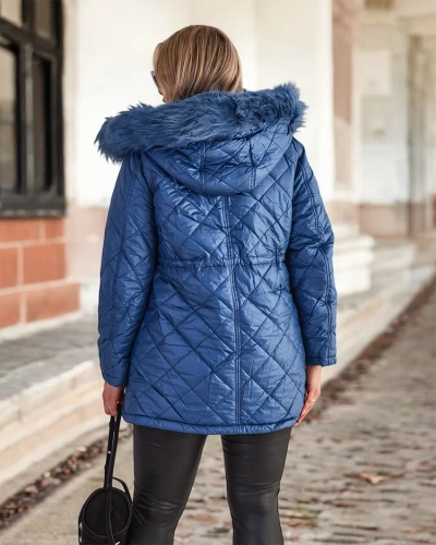 Royalfashion Moteriška dygsniuota striukė mėlynos spalvos