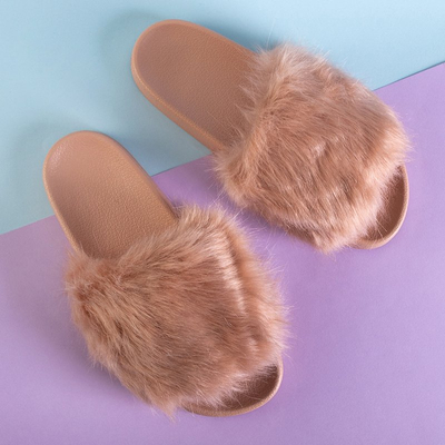 Темно-розовые женские шлепанцы с мехом Danita