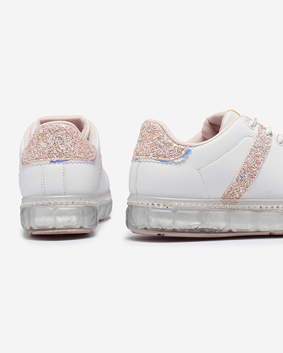 Женские спортивные кроссовки белого цвета с розовыми вставками Asxa- Footwear