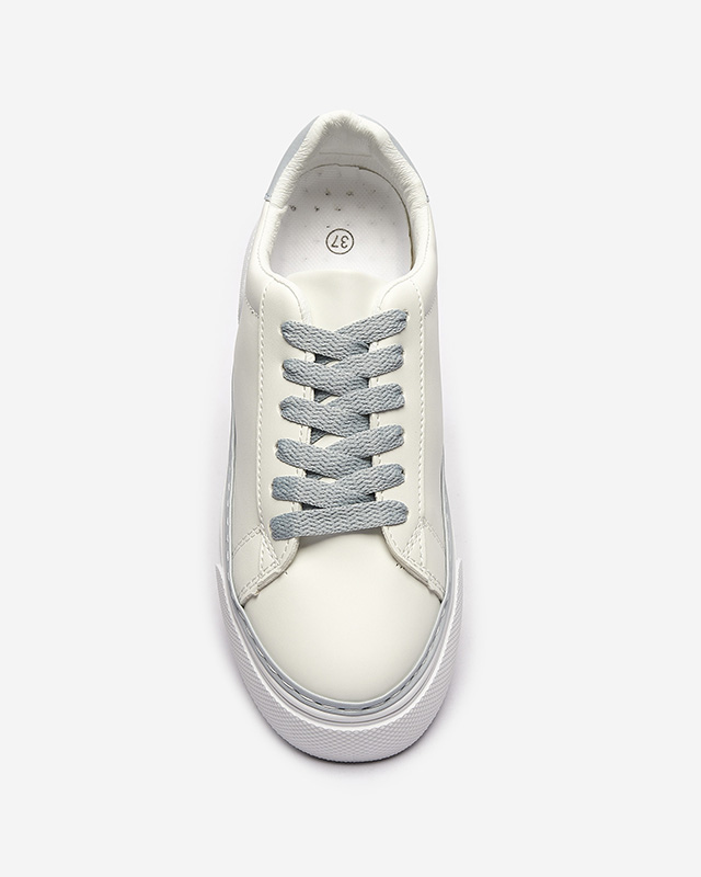 Balti moteriški sportiniai bateliai su mėlynais įdėklais Assalia - Avalynė