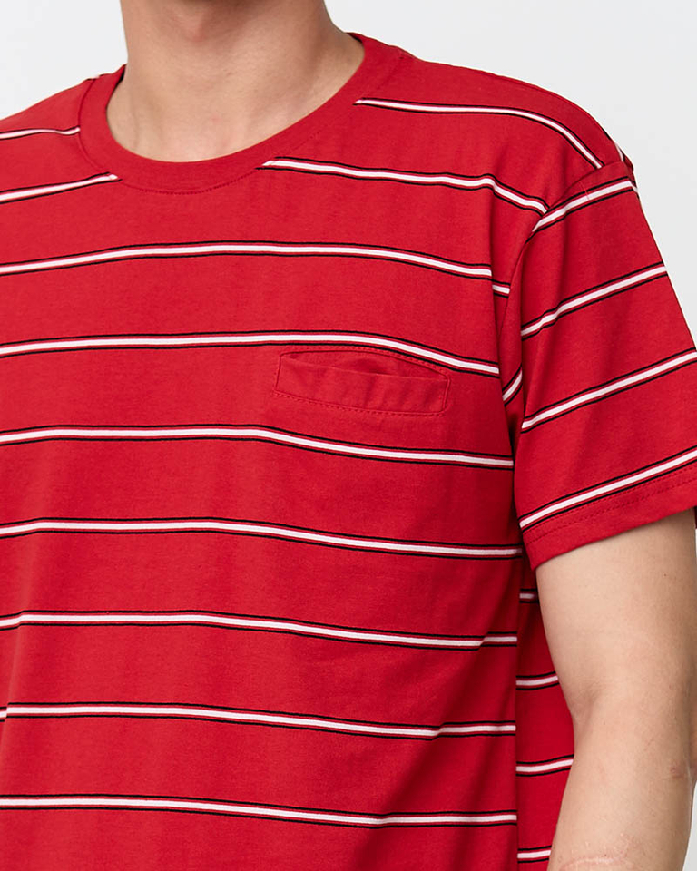 Vyriški raudoni medvilniniai dryžuoti marškinėliai - Drabužiai