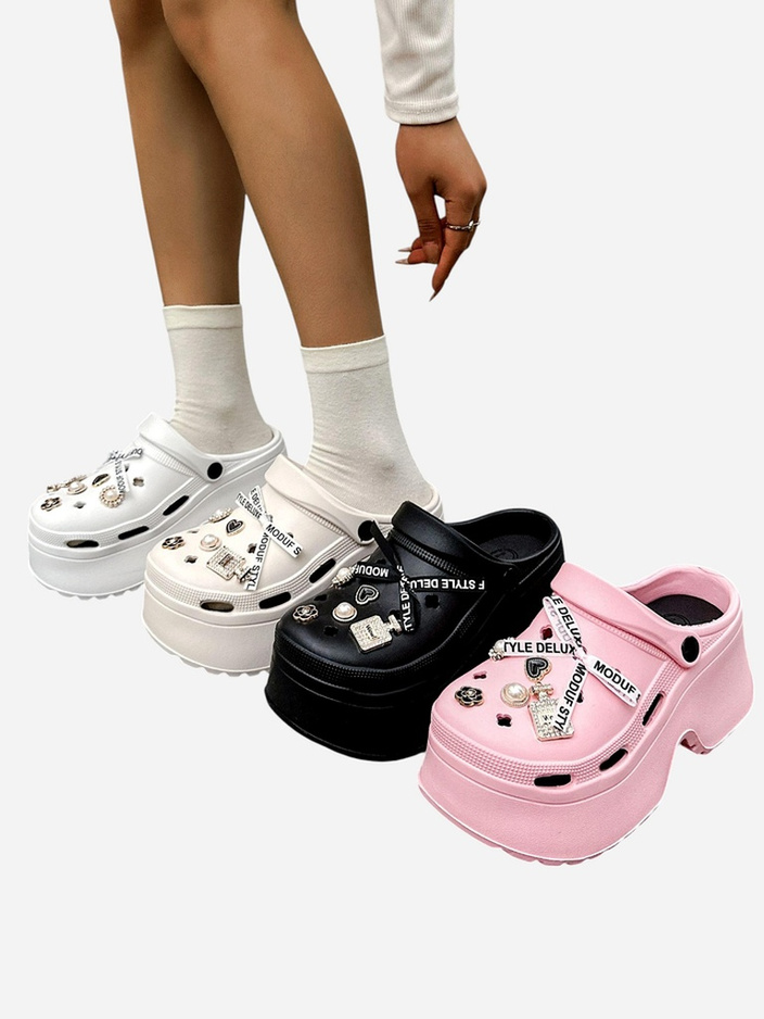 Royalfashion moterų guminių šlepečių su dekoracijomis Dellos