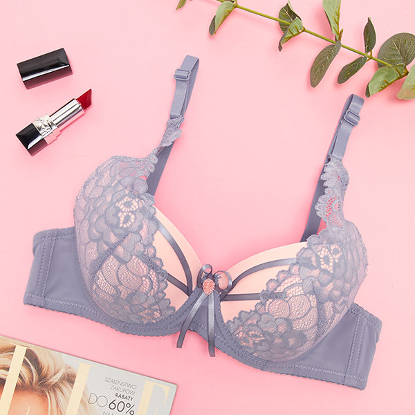 Moteriška rožinė liemenėlė su purpuriniais nėriniais - Apatiniai drabužiai