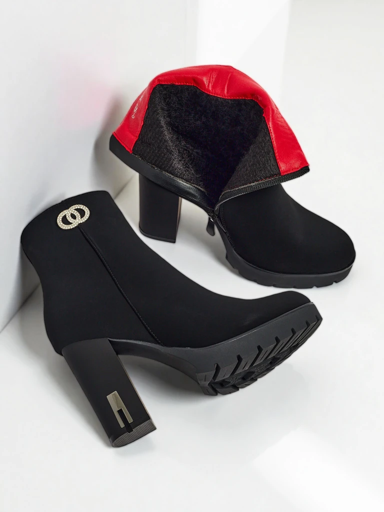 Женские ботильоны Olivane из матовой экокожи на каблуке-столбике