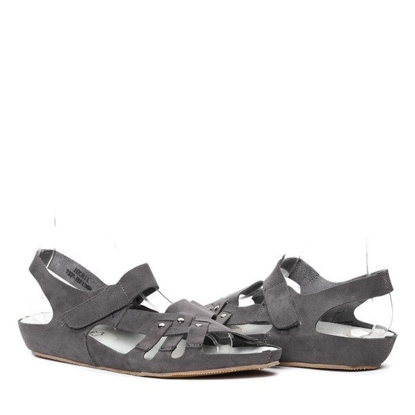OUTLET Серые сандалии из эко-замши Violitenna - Обувь