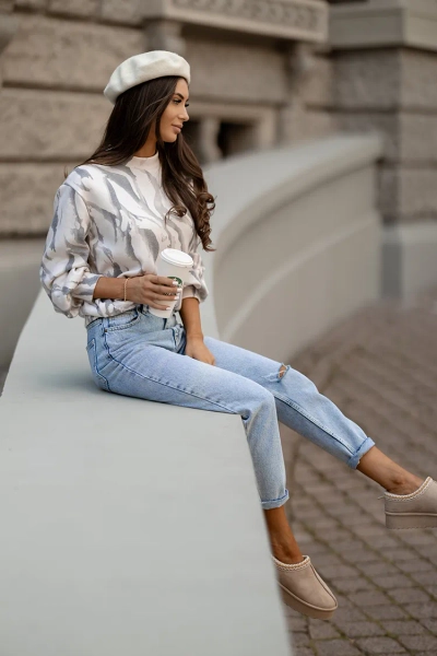Royalfashion Тонкий женский свитер с принтом