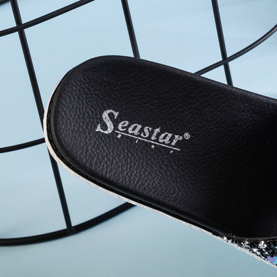 Черные женские шлепанцы со стразами Sailor