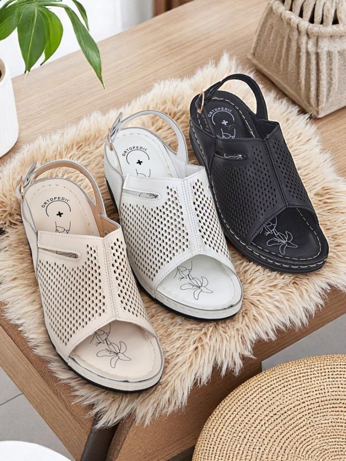 Royalfashion Damskie sandały na niskim koturnie Mira – totalny sztos!