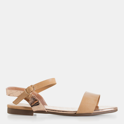 Smėlio spalvos moteriškos basutės su veidrodiniu įdėklu Mannika - Avalynė