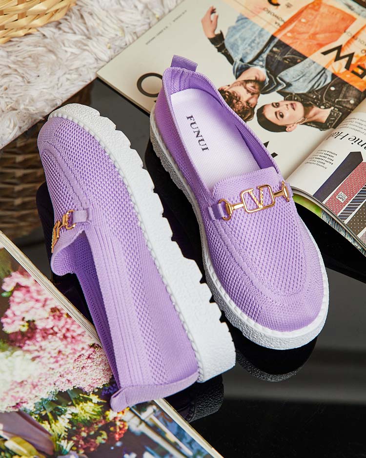 Royalfashion Женские тканевые мокасины с золотым украшением Erticae