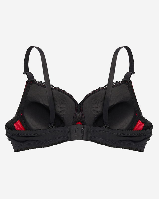 Raudonos ir juodos spalvos nėriniuota moteriška liemenėlė - Apatinis trikotažas