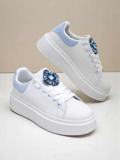 Aurelia Bianco – Белые женские кроссовки на платформе с гламурным украшением