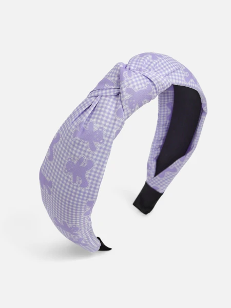 Royalfashion Opaska do włosów z plecionką w kratkę i misie