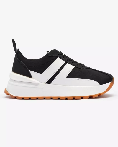 Juodi moteriški sportiniai bateliai iš eko odos su spalvotais intarpais Tifora- Avalynė