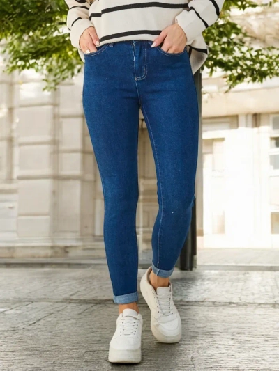 Royalfashion medvilniniai moteriški skinny džinsai