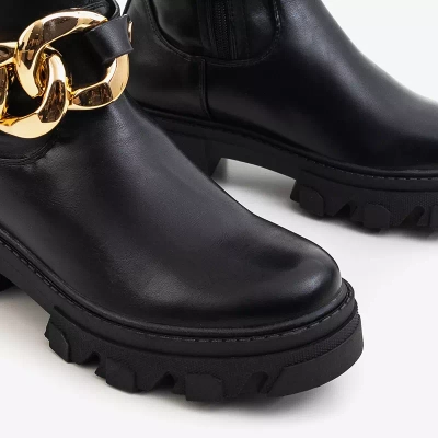 OUTLET Черные женские сапоги на цепочке Potelia - Обувь