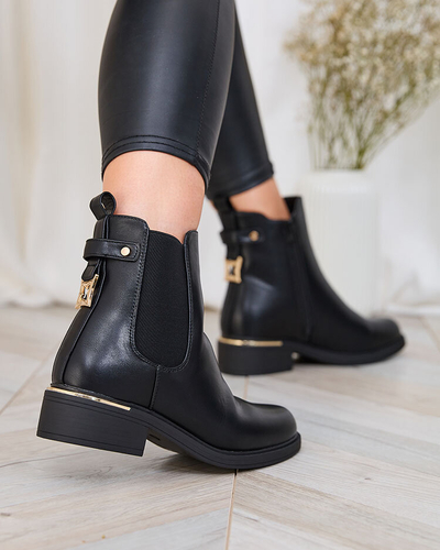 Royalfashion Черные женские сапоги a'la sztyblety из экокожи Frince