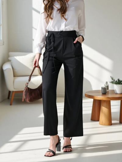 Royalfashion Широкие женские брюки с боковыми завязками