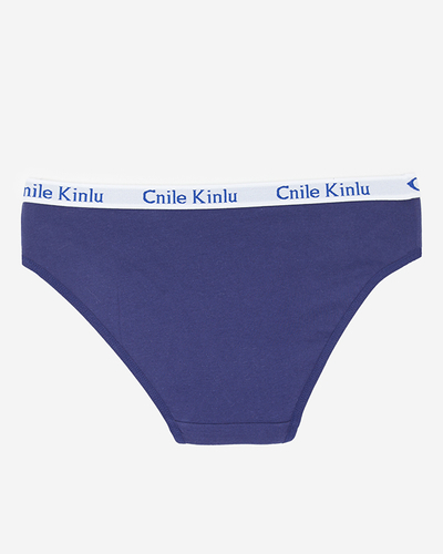 Tamsiai mėlynos moteriškos kelnaitės su užrašais - Apatiniai