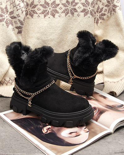 Черные женские сапоги из эко-замши с цепочкой Videric - Обувь