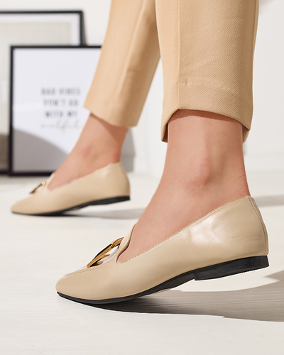 Бежевые женские мокасины с орнаментом Sefonta- Footwear