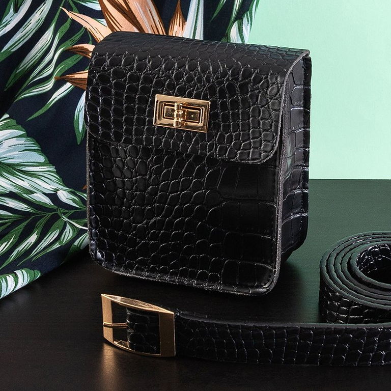 Черная сумка-кимоно с тиснением - Аксессуары