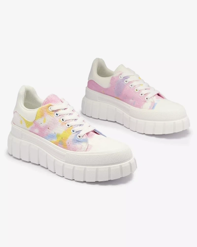 Розово-белые женские теннисные туфли с принтом Lonoll- Footwear