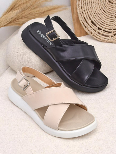 Royalfashion Women's Riva Star sandals on a thicker sole