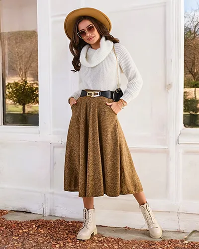 Royalfashion Moteriškas vidutinio ilgio sijonas