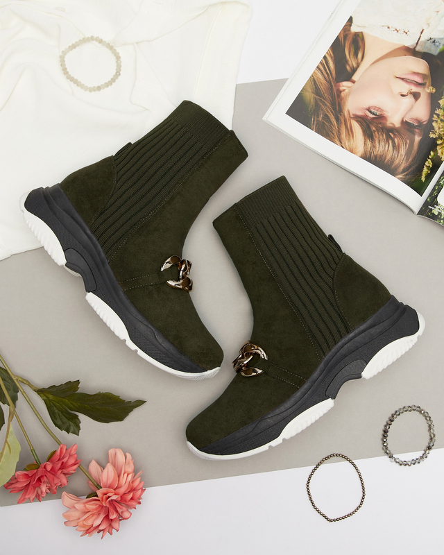 Женские зеленые утепленные сапоги из эко-замши Cuzitta- Footwear