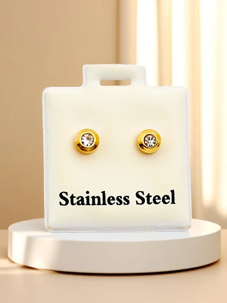 Royalfashion Moteriški auskarai su klipe, inkrustuoti cirkoniais