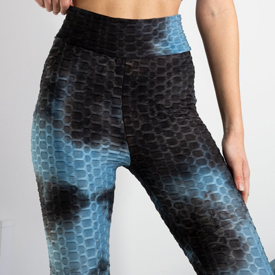 Сине-черные женские спортивные леггинсы