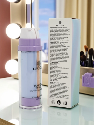 2-in-1 kremas su violetiniu makiažo pagrindu ir pagrindu – neutralizuoja geltonus ir žemės atspalvius