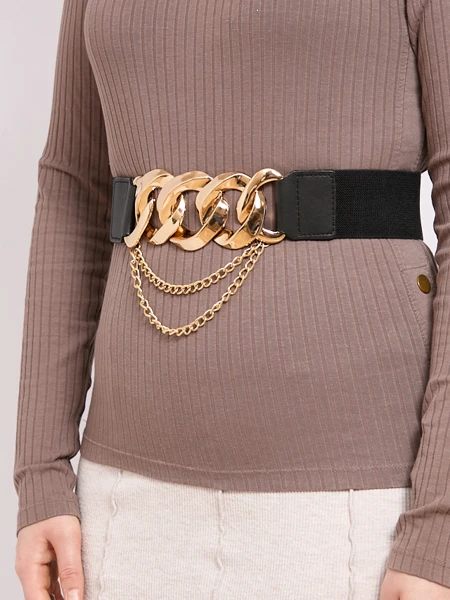 Platus moteriškas kelnių diržas su guma