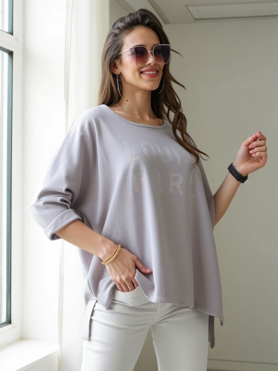 Блузка Royalfashion из вискозы для женщин с инкрустацией стразами