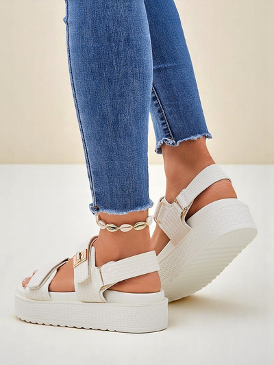 Royalfashion Kallisto – Białe sandały damskie na platformie, skóra ekologiczna