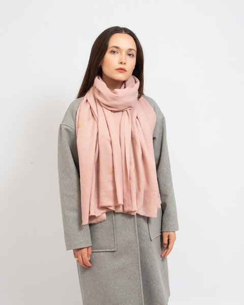 "Royalfashion" Rožinė plona moteriška skarelė su blizgučiais