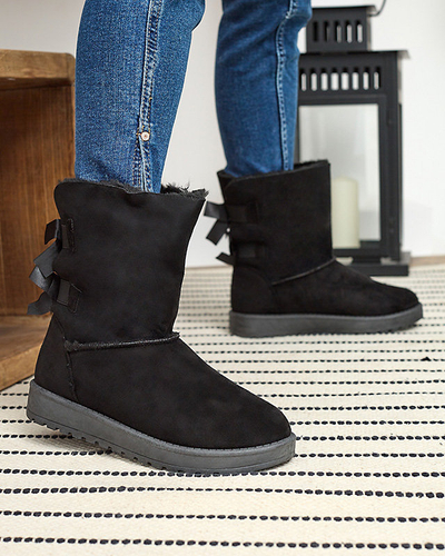 OUTLET Черные женские сапоги a'la Сапоги-снежки с бантами Massap- Footwear