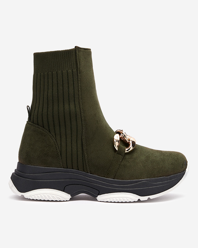 Женские зеленые утепленные сапоги из эко-замши Cuzitta- Footwear